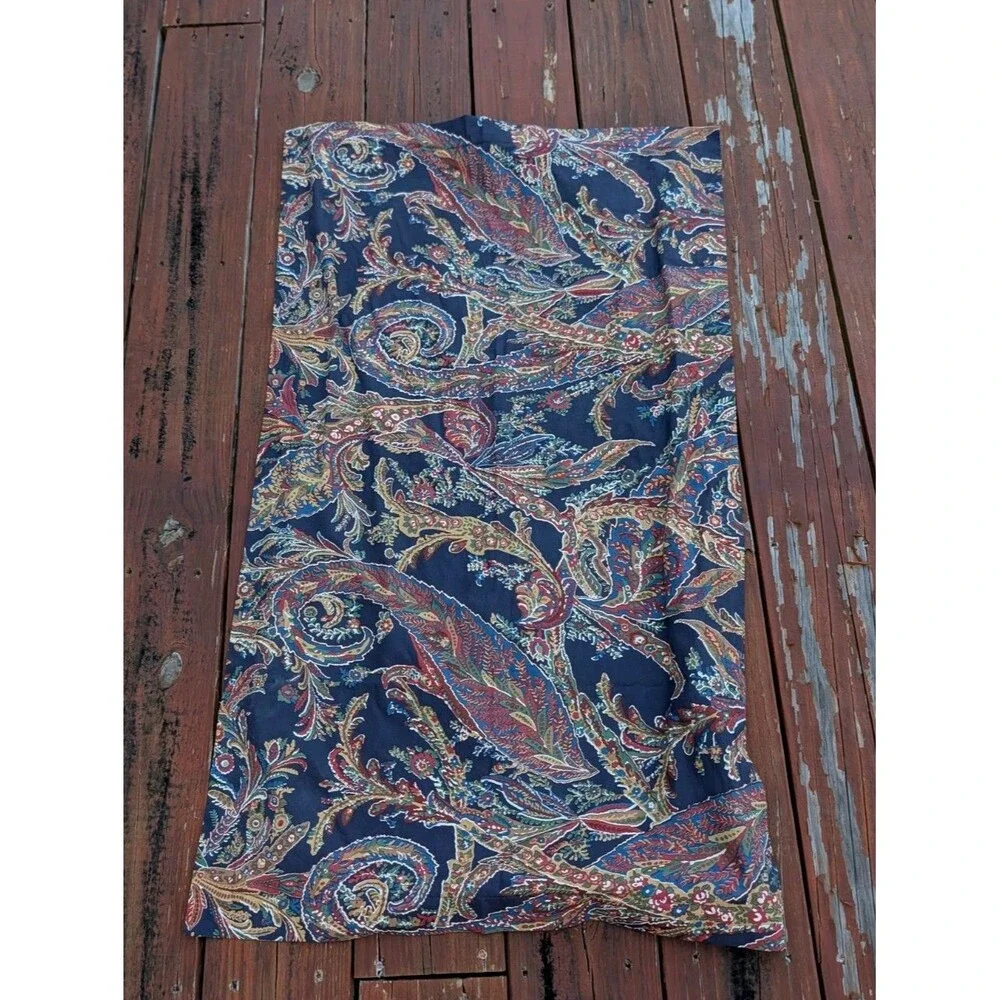 Vintage Royal Blue Paisley RALPH LAUREN King Size Pillow Sham 100% Cotton EUC